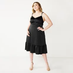 Plus Size Nine West Strappy Fit & Flare Midi Dress -Nine West shop 5538938 Mineral Black