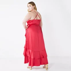 Plus Size Nine West Strappy Ruffle Hem Wrap Dress 7 Plus Size Nine West Strappy Ruffle Hem Wrap Dress -Nine West shop 5538940 ALT