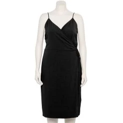 Plus Size Nine West Surplice Midi Dress 11 Plus Size Nine West Surplice Midi Dress -Nine West shop 5540018 Mineral Black