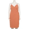 Plus Size Nine West Surplice Midi Dress 2 Plus Size Nine West Surplice Midi Dress -Nine West shop 5540018 Pecan Crust