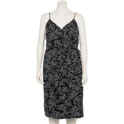 Plus Size Nine West Surplice Midi Dress 13 Plus Size Nine West Surplice Midi Dress -Nine West shop 5540018 Tossed Palms Black