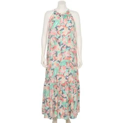 Plus Size Nine West Tiered Peasant Maxi Dress