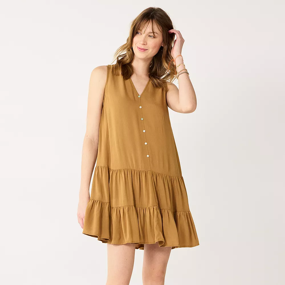 Petite Nine West Button-Front Tiered Drop-Waist Dress 3 Petite Nine West Button-Front Tiered Drop-Waist Dress