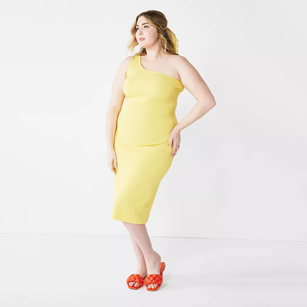 Plus Size Nine West One-Shoulder Bodycon Dress 4 Plus Size Nine West One-Shoulder Bodycon Dress - Image 2