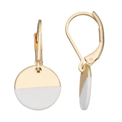 Nine West Enamel-Dipped Circle Drop Earrings