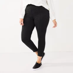 Plus Size Nine West Mid-Rise Ponte Leggings 10 Plus Size Nine West Mid-Rise Ponte Leggings -Nine West shop 5559211 Charcoal Herringbone
