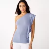 Women's Nine West One-Shoulder Flutter Sleeve Top 2 Women's Nine West One-Shoulder Flutter Sleeve Top -Nine West shop 5562167 Kelly Lavender