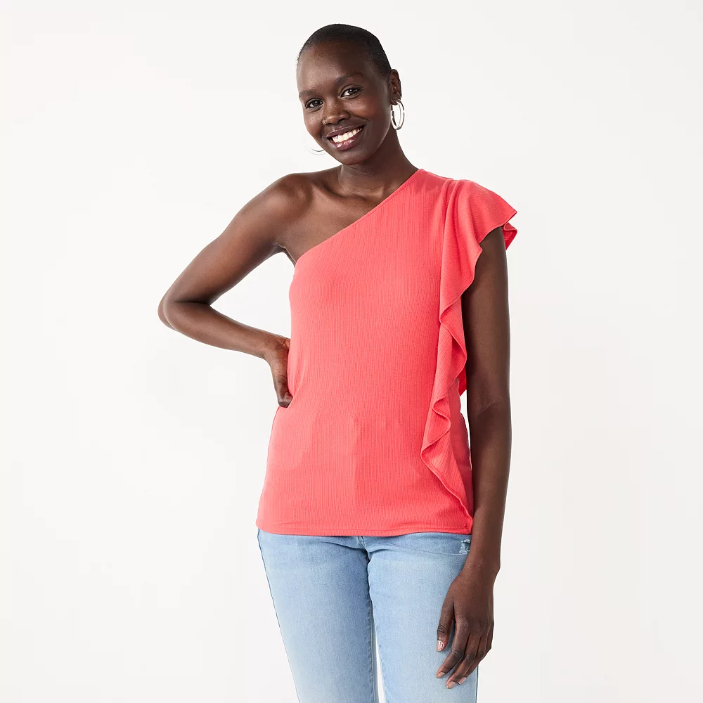 Women's Nine West One-Shoulder Flutter Sleeve Top 6 Women's Nine West One-Shoulder Flutter Sleeve Top - Image 4