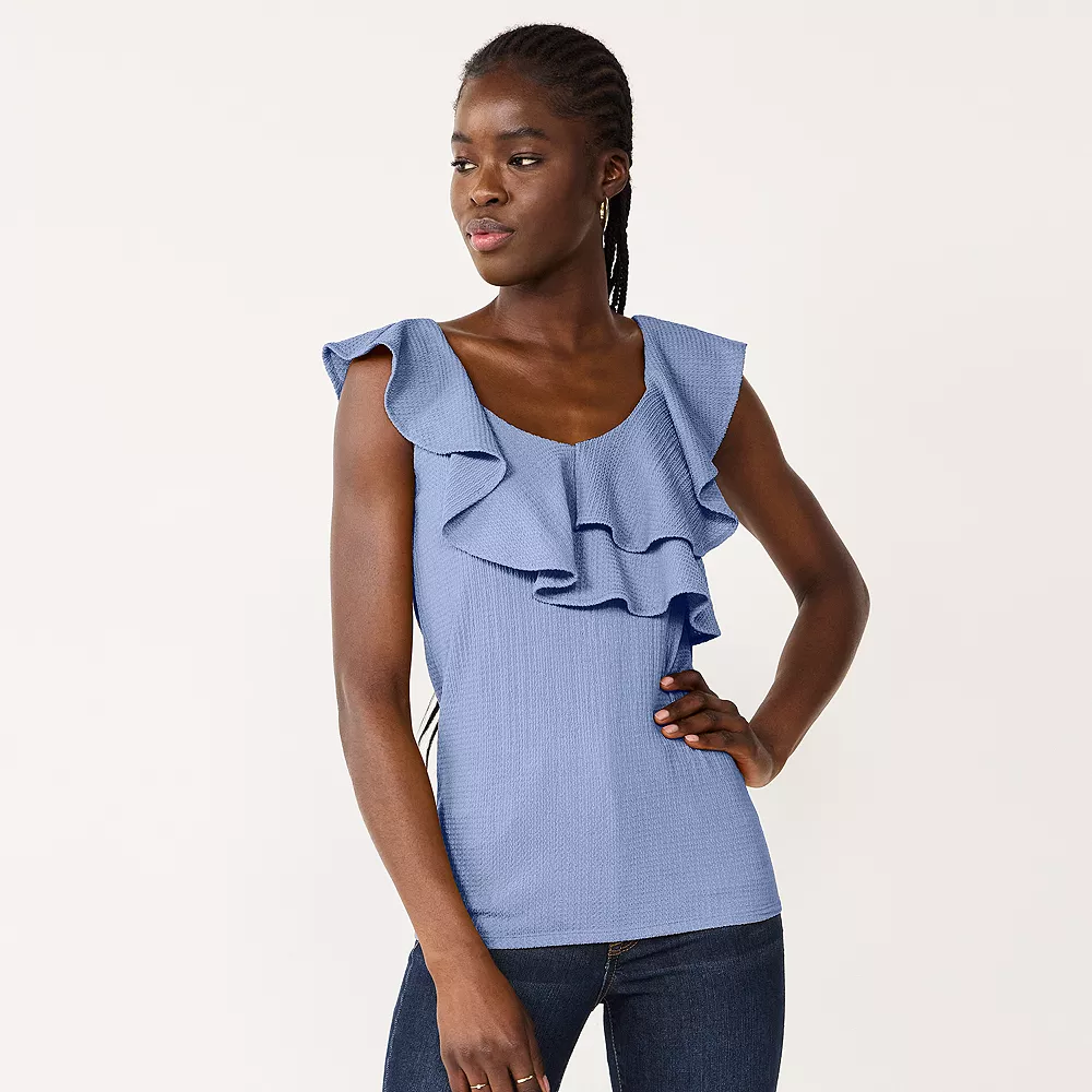 Women's Nine West Tiered Flutter Sleeveless Top 4 Women's Nine West Tiered Flutter Sleeveless Top - Image 2