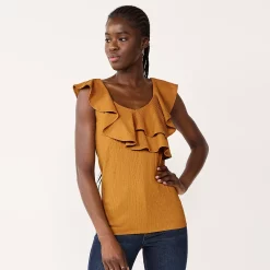 Women's Nine West Tiered Flutter Sleeveless Top 16 Women's Nine West Tiered Flutter Sleeveless Top -Nine West shop 5562896 Light Bronze