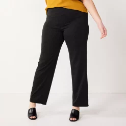Plus Size Nine West Slimming High-Waisted Bootcut Pants 12 Plus Size Nine West Slimming High-Waisted Bootcut Pants -Nine West shop 5563395 Charcoal Herringbone