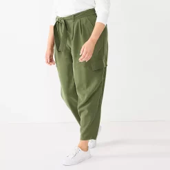 Plus Size Nine West High-Waisted Tapered Pants -Nine West shop 5563608 Infantry Olive