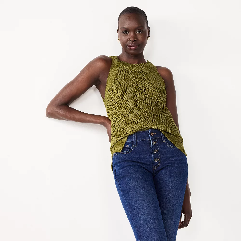 Women's Nine West High-Neck Cutaway Sweater Tank 4 Women's Nine West High-Neck Cutaway Sweater Tank - Image 2