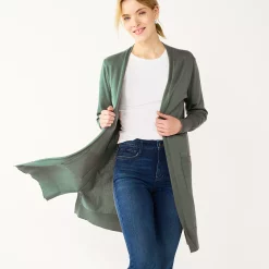 Women's Nine West High Slit Duster Cardigan -Nine West shop 5569252 Signature Green