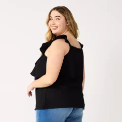 Plus Size Nine West Sleeveless Ruffle Detail Top -Nine West shop 5570041 ALT
