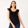 Petite Nine West Ruffle Neck Top 2 Petite Nine West Ruffle Neck Top -Nine West shop 5570512 Black