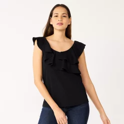 Petite Nine West Ruffle Neck Top