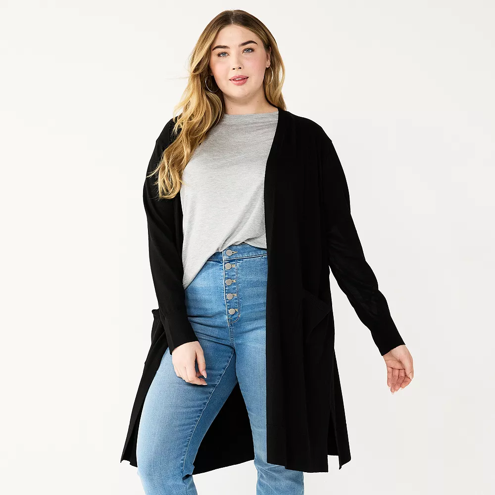 Plus Size Nine West Long Open-Front Cardigan 5 Plus Size Nine West Long Open-Front Cardigan - Image 3