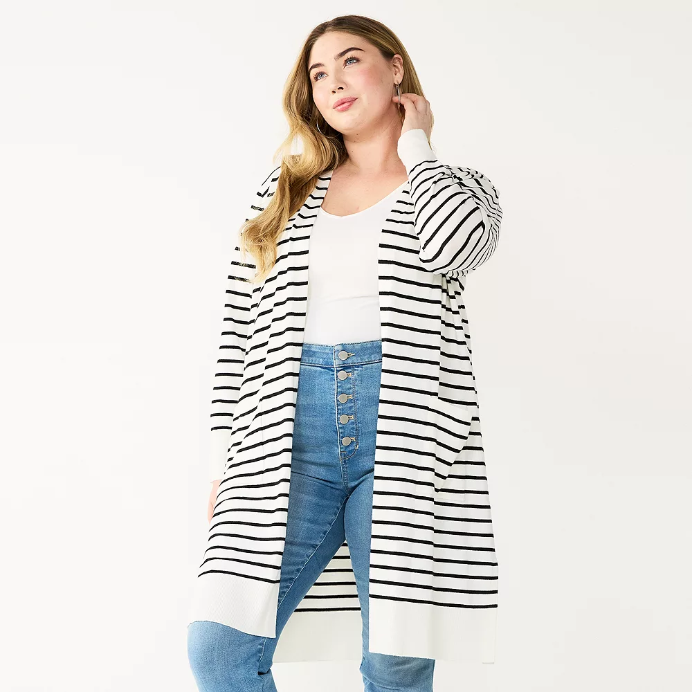 Plus Size Nine West Long Open-Front Cardigan 6 Plus Size Nine West Long Open-Front Cardigan - Image 4