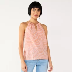 Women's Nine West High Neck Keyhole Tank -Nine West shop 5577411 Pink Waves