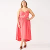 Plus Size Nine West Twist-Front High-Low Midi Dress 2 Plus Size Nine West Twist-Front High-Low Midi Dress -Nine West shop 5578131 Sicily Tomato