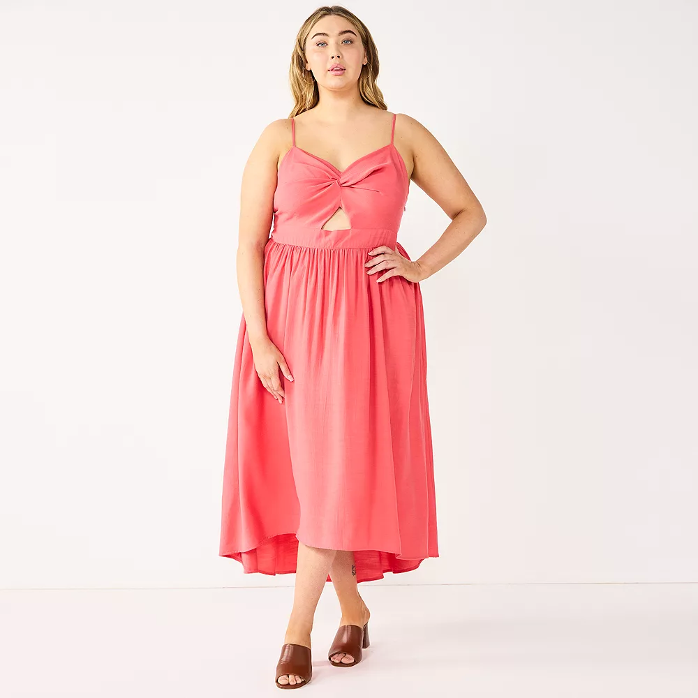Plus Size Nine West Twist-Front High-Low Midi Dress 3 Plus Size Nine West Twist-Front High-Low Midi Dress