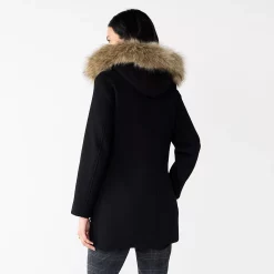 Women's Nine West Faux-Fur Hood Quilted Duffle Coat -Nine West shop 5578770 ALT