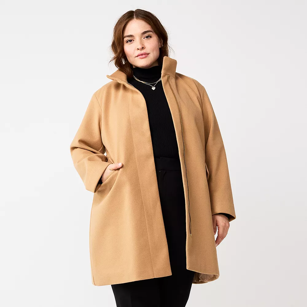 Plus Size Nine West Faux-Wool Car Coat 3 Plus Size Nine West Faux-Wool Car Coat
