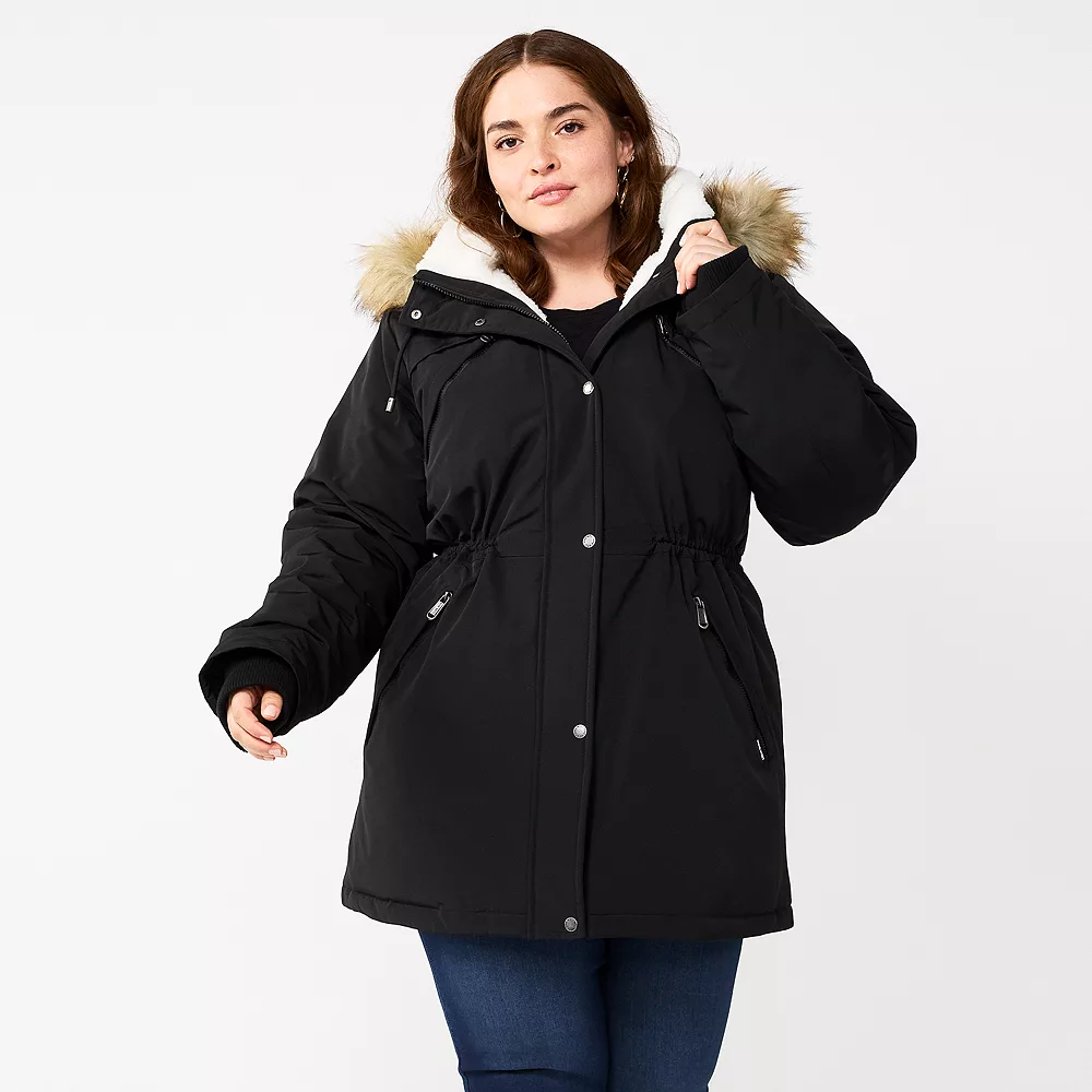 Plus Size Nine West Sherpa-Lined Parka Coat 3 Plus Size Nine West Sherpa-Lined Parka Coat