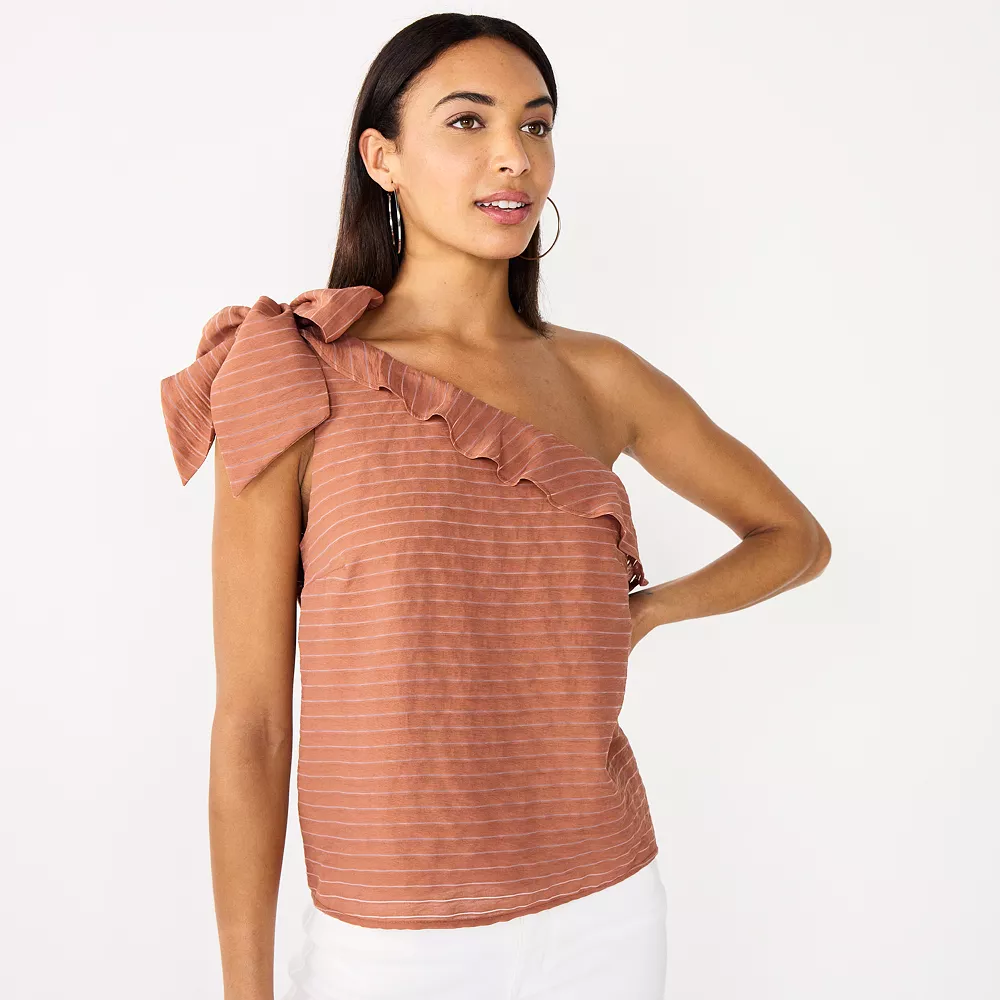Women's Nine West One-Shoulder Ruffle Neck Top 4 Women's Nine West One-Shoulder Ruffle Neck Top - Image 2