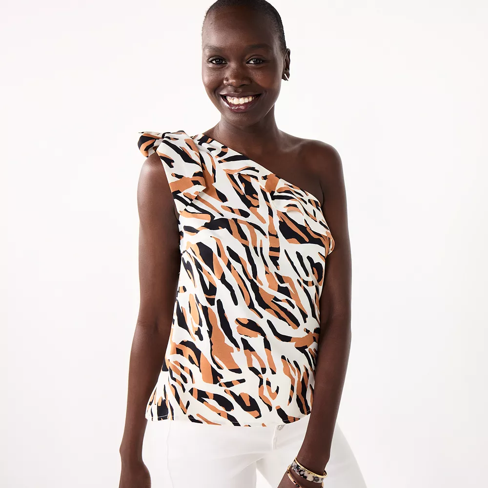 Women's Nine West One-Shoulder Ruffle Neck Top 5 Women's Nine West One-Shoulder Ruffle Neck Top - Image 3