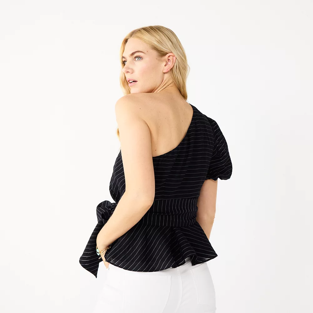 Women's Nine West One-Shoulder Tie Waist Peplum Top 7 Women's Nine West One-Shoulder Tie Waist Peplum Top - Image 5