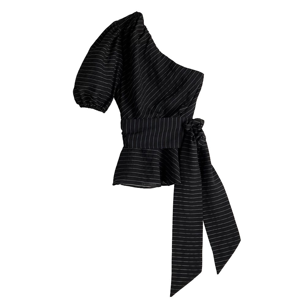 Women's Nine West One-Shoulder Tie Waist Peplum Top 8 Women's Nine West One-Shoulder Tie Waist Peplum Top - Image 6