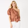 Women's Nine West One-Shoulder Tie Waist Peplum Top 1 Women's Nine West One-Shoulder Tie Waist Peplum Top -Nine West shop 5581408 Mocha Frosting