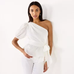 Women's Nine West One-Shoulder Tie Waist Peplum Top 10 Women's Nine West One-Shoulder Tie Waist Peplum Top -Nine West shop 5581408 White