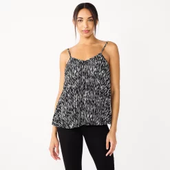 Women's Nine West Pleated V-Neck Tank 11 Women's Nine West Pleated V-Neck Tank -Nine West shop 5583701 Black Ikat Dot