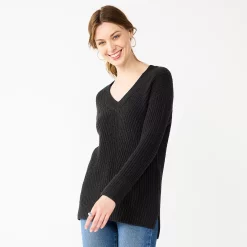 Women's Nine West Stitch Front V-Neck Sweater 17 Women's Nine West Stitch Front V-Neck Sweater -Nine West shop 5585833 Mineral Black