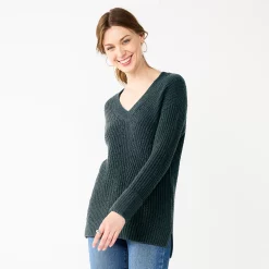 Women's Nine West Stitch Front V-Neck Sweater 20 Women's Nine West Stitch Front V-Neck Sweater -Nine West shop 5585833 Storm Surge