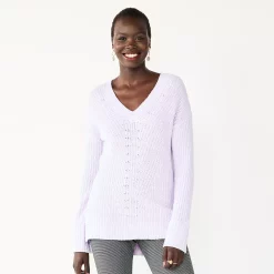 Women's Nine West Stitch Front V-Neck Sweater 22 Women's Nine West Stitch Front V-Neck Sweater -Nine West shop 5585833 Wisteria Heather