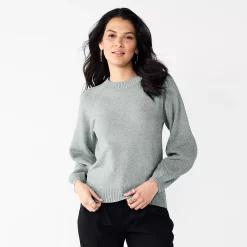 Women's Nine West Texture Sleeve Sweater -Nine West shop 5586482 Gray Fox Heather