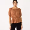 Women's Nine West Puff Sleeve Square Neck Peplum Top 1 Women's Nine West Puff Sleeve Square Neck Peplum Top -Nine West shop 5594992 Mocha Frosting