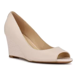 Nine West Cape 9x9 Women's Leather Wedge Heels 10 Nine West Cape 9x9 Women's Leather Wedge Heels -Nine West shop 5601128 Chic Cream