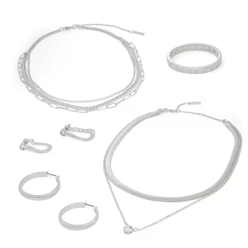 Nine West Silver Tone Chevron Stretch Bracelet 4 Nine West Silver Tone Chevron Stretch Bracelet - Image 2