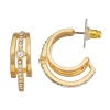 Nine West Gold Tone Pave Post Hoop Earrings 1 Nine West Gold Tone Pave Post Hoop Earrings -Nine West shop 5646292