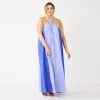 Plus Size Nine West Halter Neck Colorblock Maxi Dress 2 Plus Size Nine West Halter Neck Colorblock Maxi Dress -Nine West shop 5657785 Clematis Blue Combo