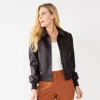 Women's Nine West Faux-Leather Aviator Jacket 2 Women's Nine West Faux-Leather Aviator Jacket -Nine West shop 5676338 Swiss Brown