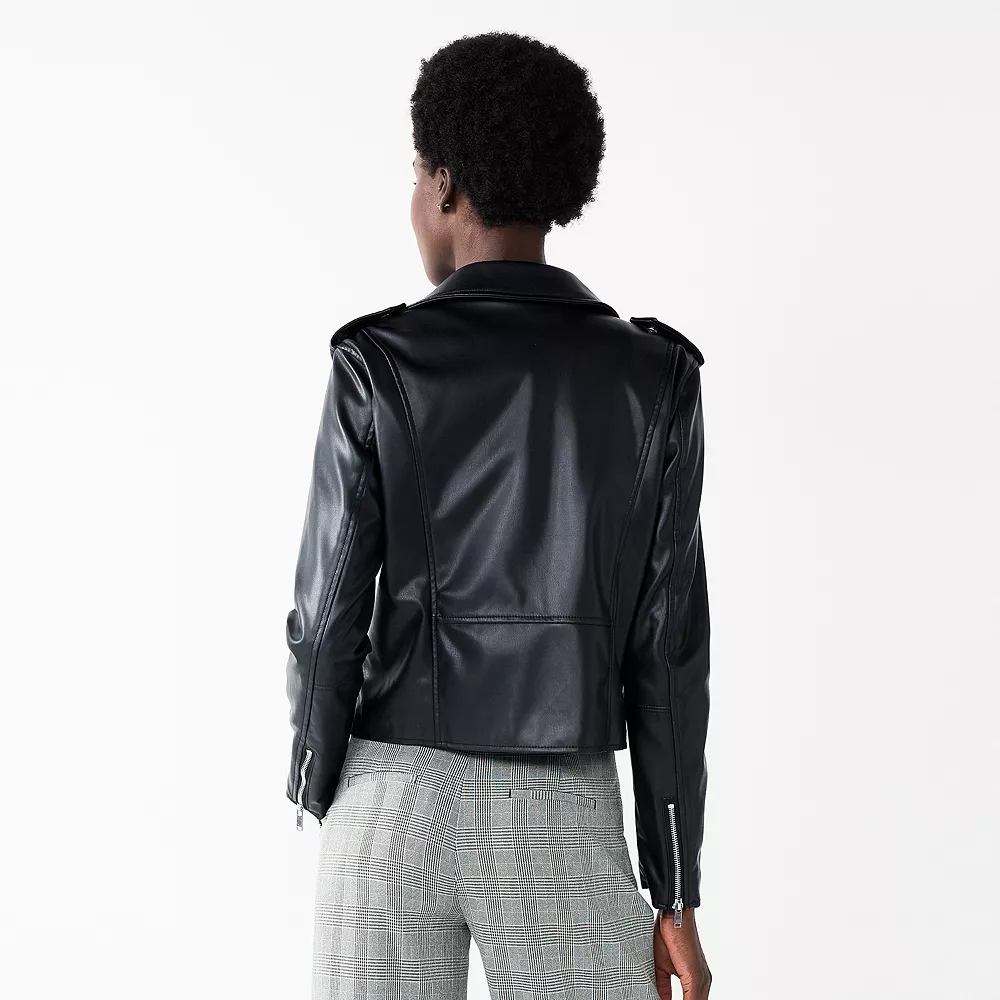 Women's Nine West Faux-Leather Moto Jacket 8 Women's Nine West Faux-Leather Moto Jacket - Image 6