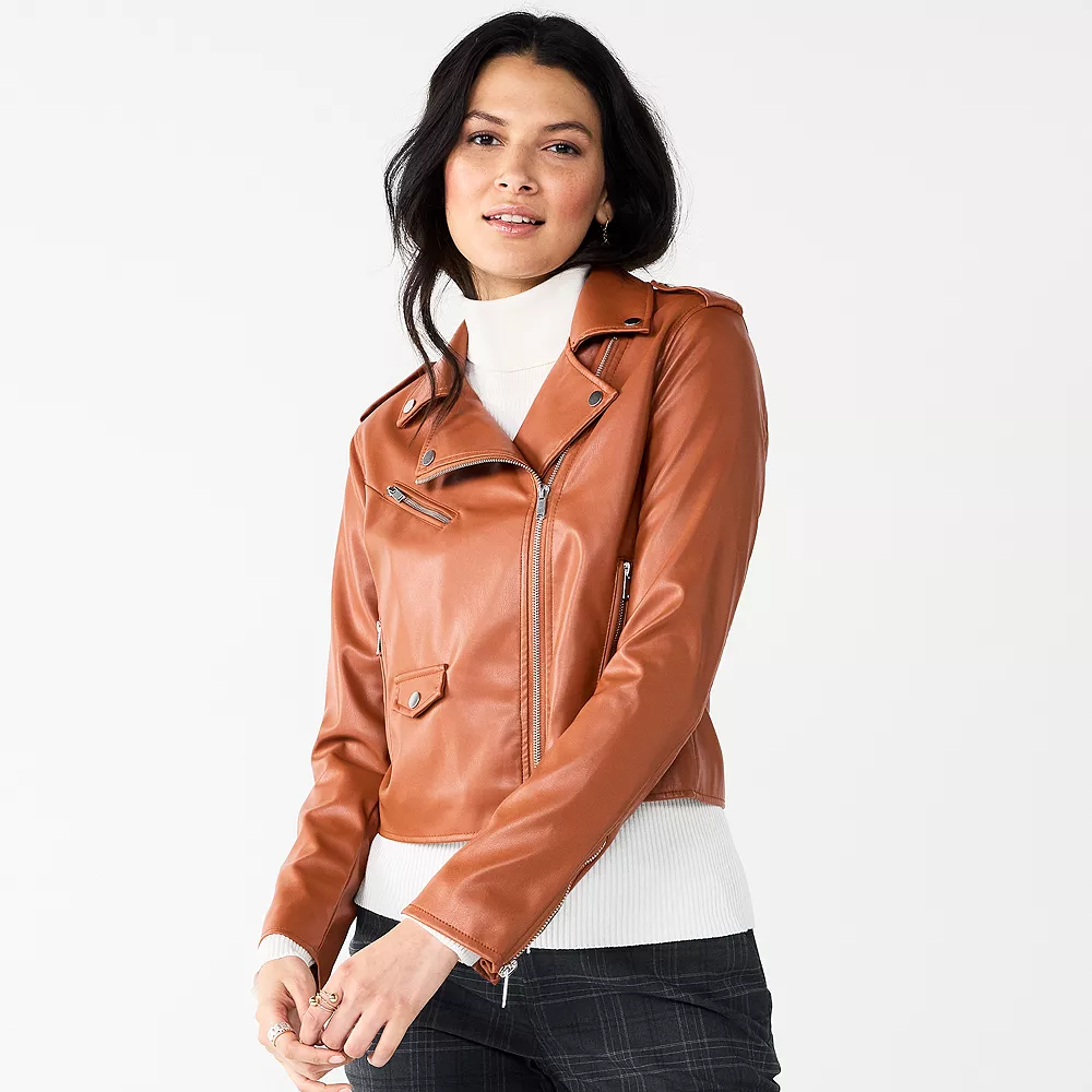 Women's Nine West Faux-Leather Moto Jacket 5 Women's Nine West Faux-Leather Moto Jacket - Image 3