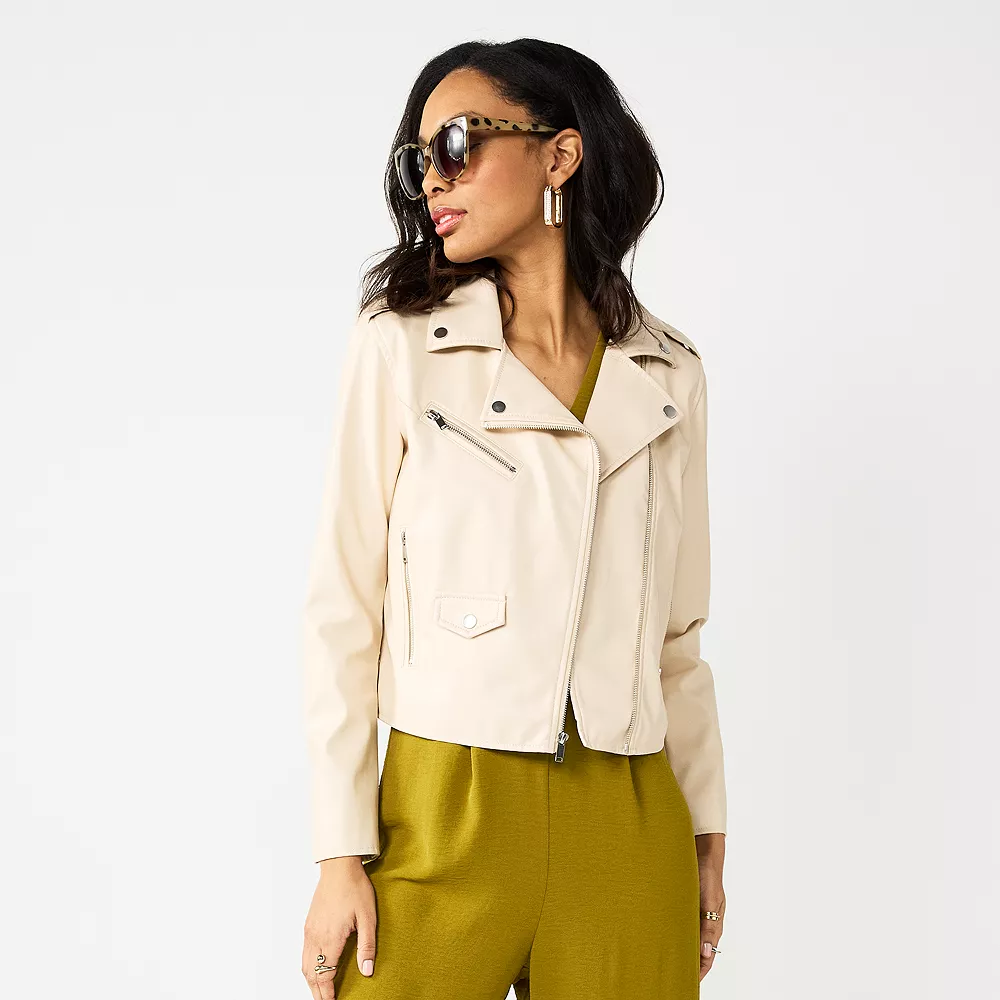 Women's Nine West Faux-Leather Moto Jacket 7 Women's Nine West Faux-Leather Moto Jacket - Image 5