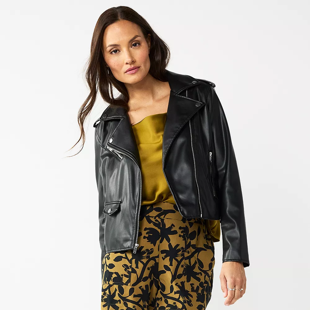Women's Nine West Faux-Leather Moto Jacket 4 Women's Nine West Faux-Leather Moto Jacket - Image 2